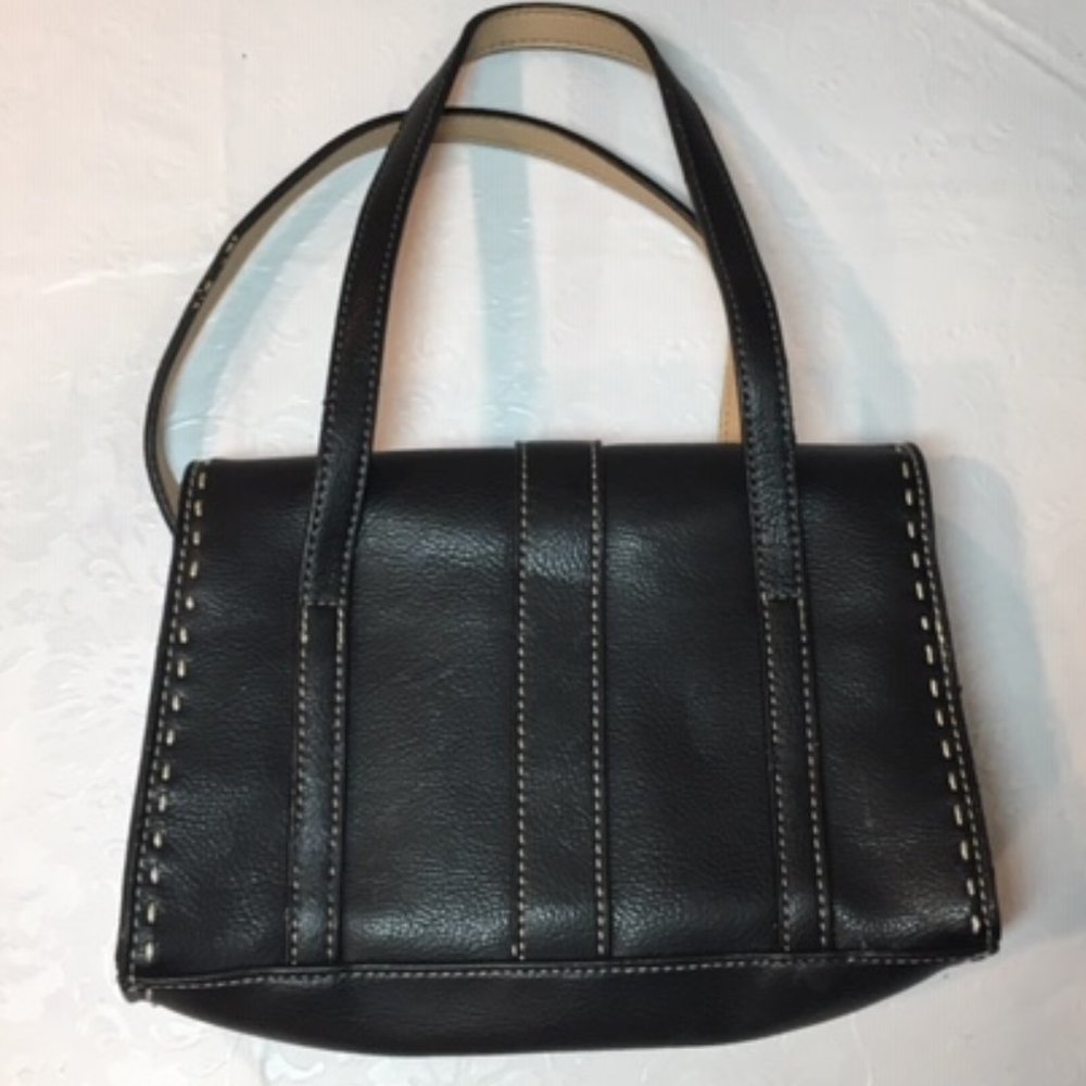 LIZ CLAIBORNE Small Black Leather Satchel Handbag 8.5x2.25x5.5 - Picture 3 of 9